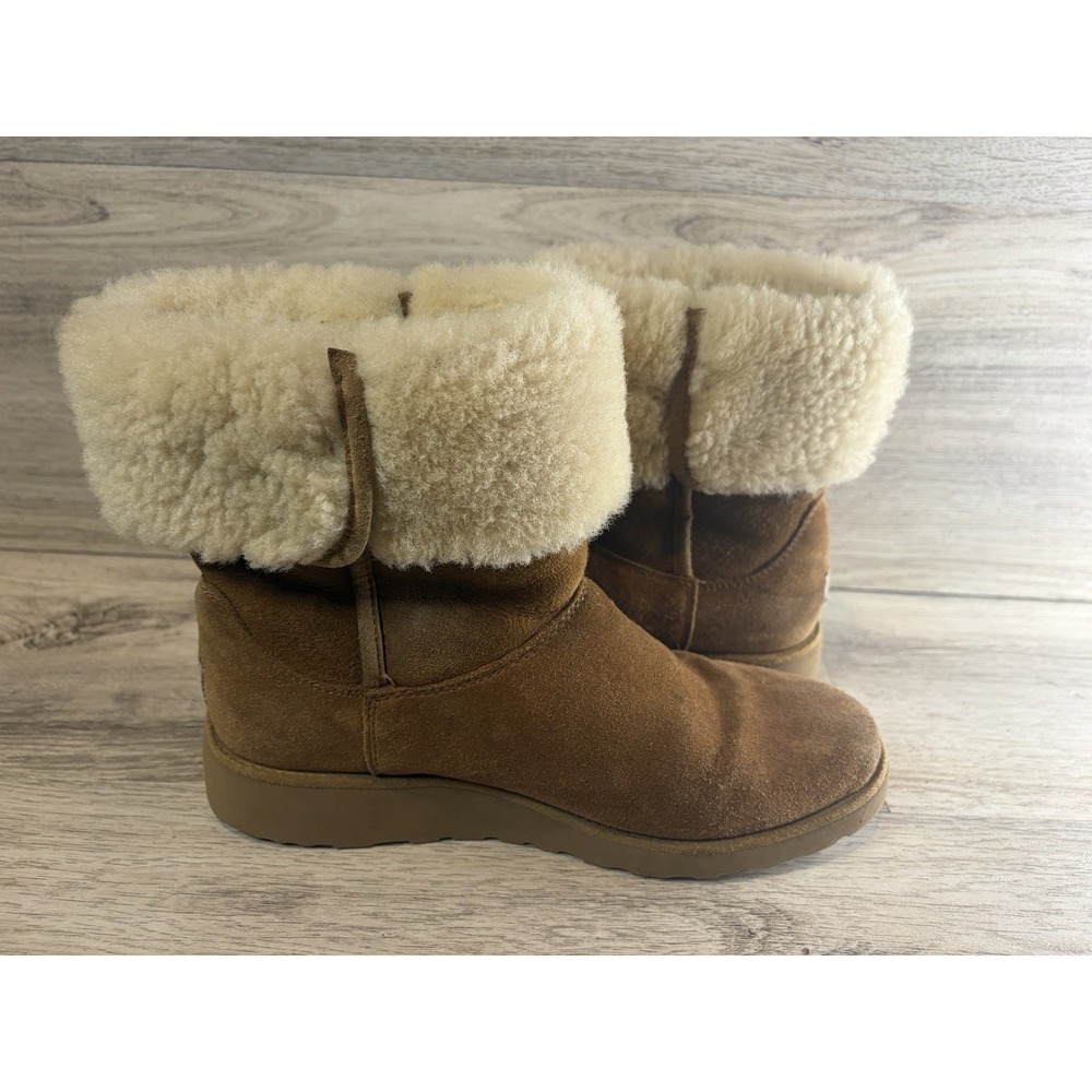 UGG Amie Chestnut Suede Shearling‎ Slim Profile Mid Calf Boots Women's Size 9 - Picture 6 of 8